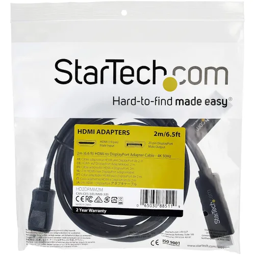 Vista 7 de StarTech - Cable HDMI activo 1.4 a DP 1.2 de 4.6 ft, 4K 30Hz, alimentado por USB