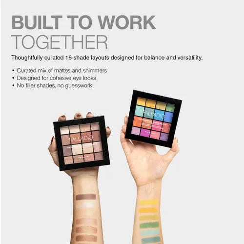Vista 3 de Palladio Ultimate Pro Paleta de maquillaje de sombra de ojos, 16 colores de polvo de alta pigmentación, mate, brillo, acabados satinados