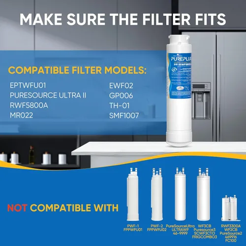 Vista 2 de PUREPLUS EPTWFU01 Filtro de agua para refrigerador, compatible con Frigidaire EWF02, GP006, Pure Source Ultra II, RWF5800A, paquete de 2