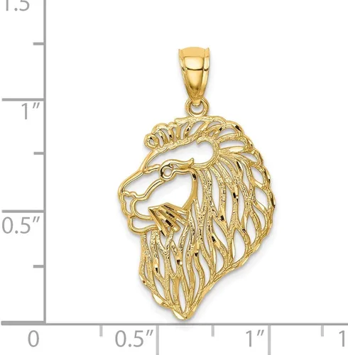 Vista 2 de Colgante de oro amarillo macizo de 14 quilates para hombre con forma de león con diamante