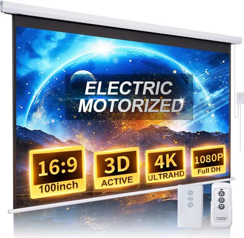 Vista 13 de Pantalla de Proyector de 120 Pulgadas Motorizada 4:3 HD Eléctrica Elevable con Control Remoto, Pantalla de Proyección Automática Retractable