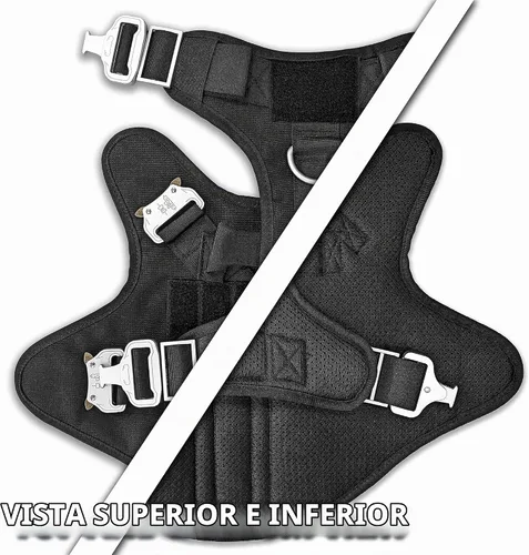 Vista 4 de Arnés táctico para perro con 4 hebillas de metal. Chaleco táctico para perro sin tirones con asa, arnés resistente para perros pequeños, chaleco