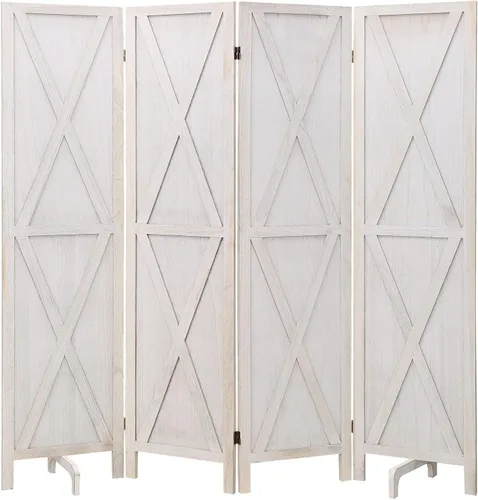 Vista 11 de ECOMEX Divisor de habitación de madera de 6 paneles de 5.6 pies de alto, paneles de pantalla de privacidad plegables, pared divisora de habitación