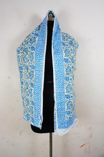 Vista 3 de Pareo 100% algodón con estampado de bloques - Traje de baño para mujer, ropa de playa larga y ropa de resort