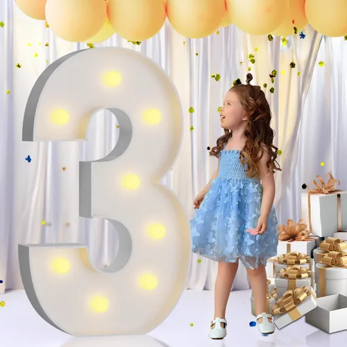 Vista 79 de IMPRSV Letras de mosaico iluminadas de marquesina, 4 pies para globos y fiestas, decoración de kit de arco