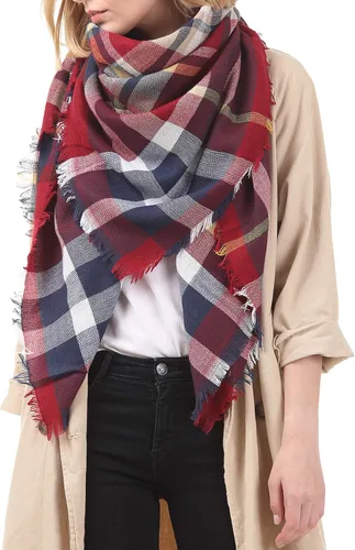 Vista 2 de American Trends Womens Fall Winter Scarf Plaid Tassel Soft Warm Blanket Scarves Womens Shawl Wraps