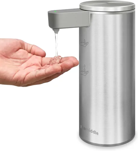 Vista 9 de Dispensador automático de jabón de acero inoxidable con sensor, dispensador de jabón infrarrojo, eléctrico, IPX5, impermeable, USB-C, sensor de Negro