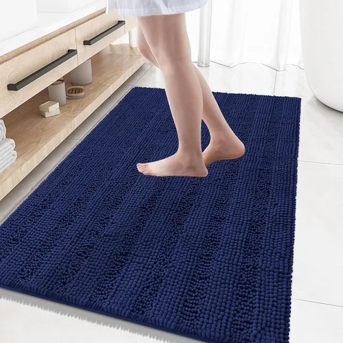 Vista 238 de Grandaily Alfombras de baño de felpilla a rayas de 24 x 16 pulgadas, extra gruesas y suaves, absorbentes, parte trasera de goma, alfombra de ducha
