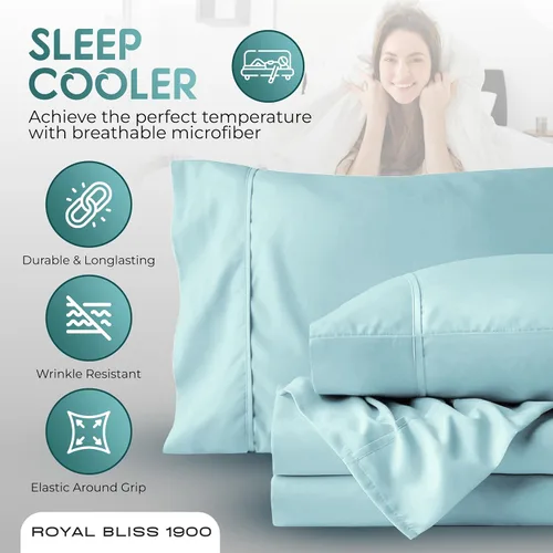 Vista 3 de Juego de sábanas Split King con 2 sábanas bajeras individuales XL, ropa de cama de 5 piezas, sin arrugas, resistente a la decoloración, microfibra