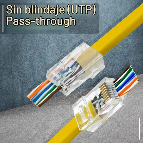 Vista 4 de GTZ Conector de paso a través RJ45 Cat5e 50 unidades - Conectores de paso a través RJ45 Cat 5e EZ - Conectores Cat 5e - Conector Ethernet, enchufe