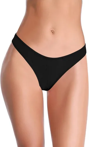 Vista 6 de SHEKINI Women's Bikini Bottom Black Brazilian Swim Bottoms Low Waist Ruched Back Swimsuit Bottom