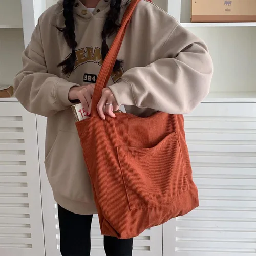 Vista 9 de WantGor Bolso de mano de pana para mujeres, bolsos de hombro estilo hobo grandes, bolsos casuales de gran capacidad para compras y trabajo