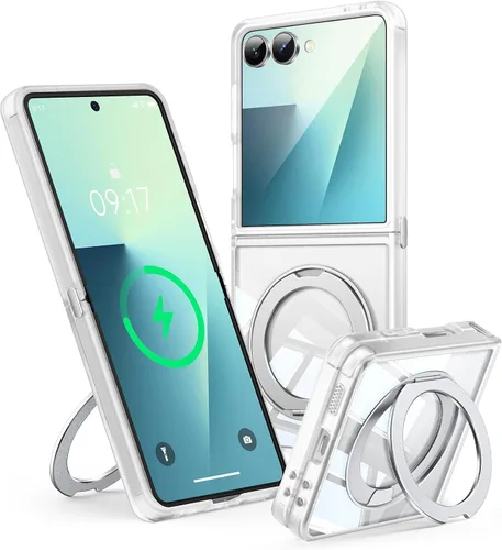 Vista 45 de 【Soporte magnético giratorio de 360°】 Funda para Google Pixel 9 【Compatible con MagSafe y Pixelsnap】 Funda con soporte de anillo 【Cristal Negro