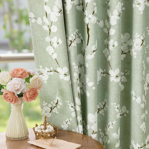 Vista 18 de FMFUNCTEX Grey Blackout Floral Curtains, Bedroom, 100X84 Inches, 1 Panel Gris Floral