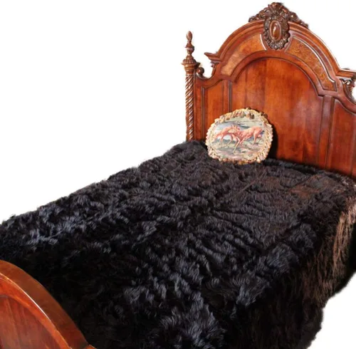 Vista 8 de Manta de felpa de piel sintética, manta de piel moderna, manta pequeña para bebé, pelo largo, color negro, peludo - Fur Accents (2 x 3 pies, negro)