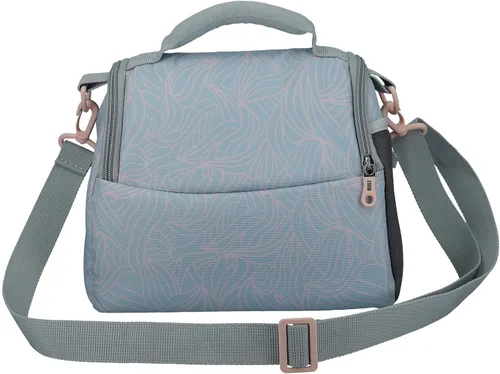 Vista 4 de BUILT Lonchera térmica con diseño "The Mindful", poliéster, gris/rosa pálido, 7.3 x 10.6 x 8.3 in