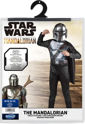 Vista 2 de Star Wars The Mandalorian - Disfraz oficial de Halloween para jóvenes, overol estampado con máscara de plástico