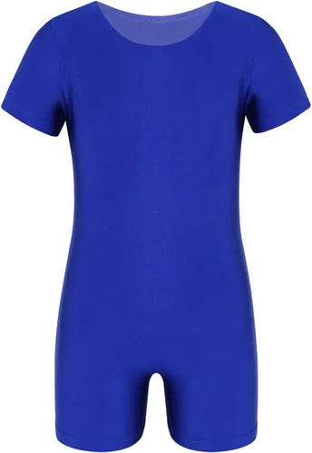 Vista 10 de Leotardo de ballet de manga corta para niños y niñas, pantalones cortos de gimnasia Negro