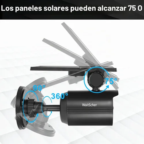 Vista 7 de Luces solares con sensor de movimiento para exteriores, IP67, impermeable, 360°, giratorio, energía solar, luces de inundación para graneros