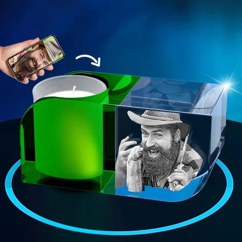Vista 4 de ArtPix 3D Portavelas de fotos de cristal, regalos personalizados para mujeres, hombres, esposa, marido, mamá, grandes regalos personalizados con tu
