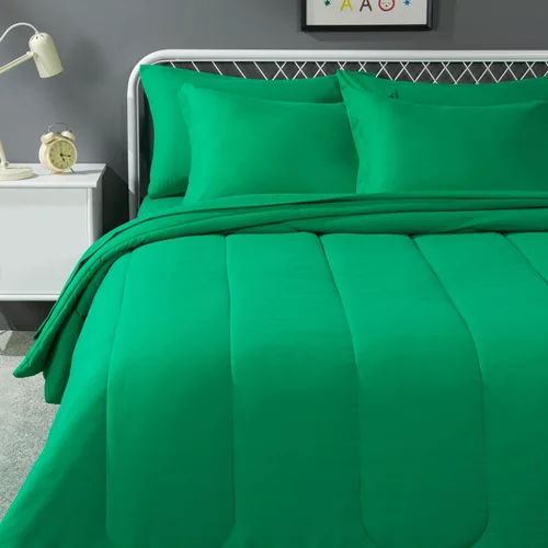Vista 8 de Amazon Basics Juego de ropa de cama de microfibra de 5 piezas Bed-in-a-Bag para niños, individual, azul, sólido