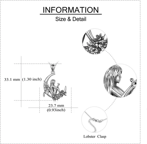Vista 5 de Collar de plata de ley con colgante de zorroserpienteunicorniobúho en la lunaconejocaballo, joyería de regalo para mujeres, mamá, hermana