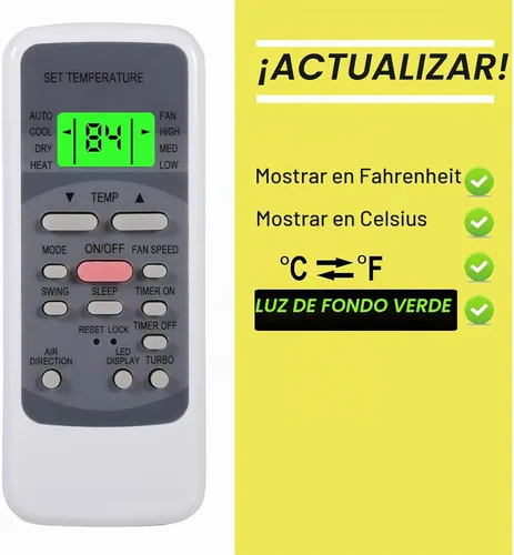 Vista 2 de Mando a distancia de repuesto para aire acondicionado Milexus RG51M5/EU y MRCOOL RG51M5/EU AC A/C