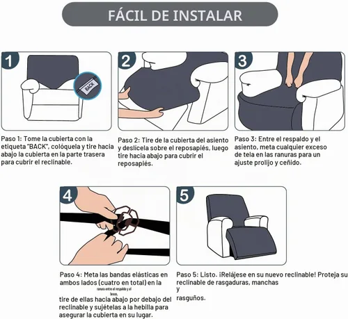 Vista 5 de Funda para Silla Reclinable 100% Impermeable, 1 Pieza Fundas Elásticas para Sofá Reclinable Lavables para Silla Reclinable para Mascotas, Perros