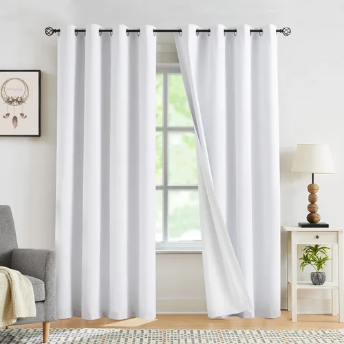 Vista 12 de Jubilantex Cortinas opacas 100% con revestimiento de lino, paneles de cortina texturizados de lino gris, 84 pulgadas de largo para dormitorio, sala