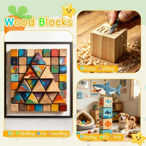 Vista 6 de Cheardia Paquete de 30 bloques de madera de 2 pulgadas para manualidades, cubos de madera sin terminar, bloques cuadrados en blanco para hacer