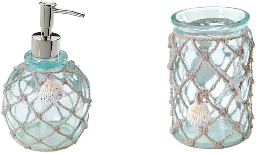Vista 7 de Avanti Linens Seaglass Collection - Dispensador de jabón y jabonera