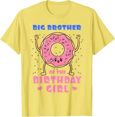 Vista 43 de Big Brother Of The Birthday Girl Donut Bday Party Bro Sib Camiseta, Negro, S