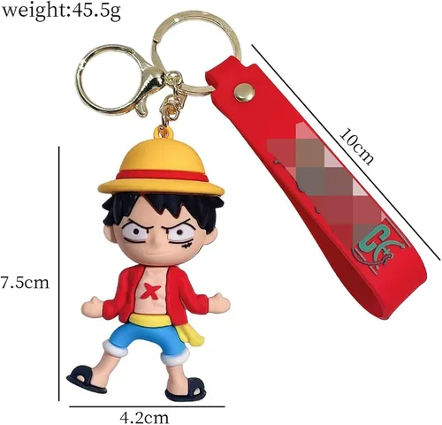 Vista 4 de Llavero con diseño de anime de una pieza, Luffy Law Sanji con colgante de acrílico y accesorios de regalo para hombres y niños, S