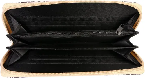 Vista 2 de RIAH FASHION Cartera con cremallera con estampado geométrico Ranura para teléfono con cremallera para tarjeta, corcho, ganchillo, camuflaje, rayas