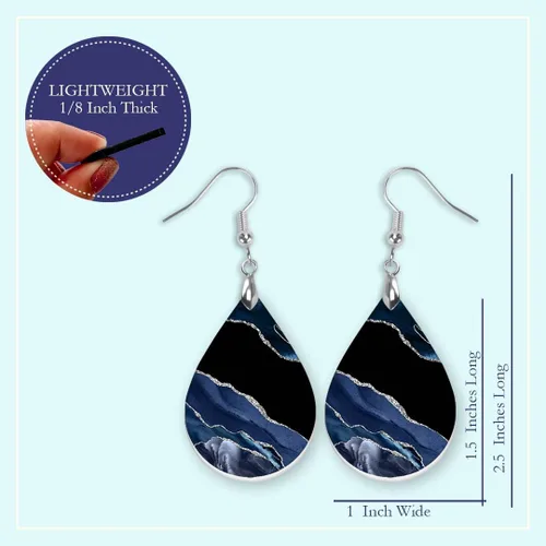 Vista 16 de Dangle Earrings for Women Colorful Dangling Drop Statement Jewelry Printed MDF Wood Teardrop Double Side Print Handmade by The Painted Pug