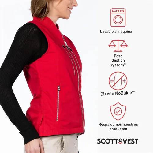 Vista 2 de SCOTTeVEST Chaleco 101 para mujer - 9 bolsillos ocultos - Repelente al agua para viajes y más Negro