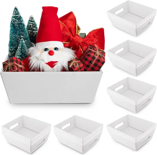 Vista 8 de Fainne - 20 cestas de regalo vacías con asas de 10 x 8 pulgadas, cestas de cartón kraft vacías a granel para recuerdos de fiesta, cumpleaños, boda