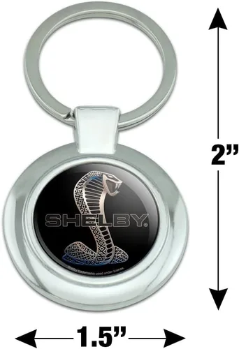 Vista 2 de Shelby Cobra Logo Llavero Clase Redondo Cromo Plateado Metal