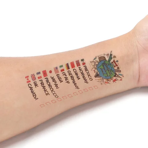 Vista 5 de Beber alrededor del mundo - Paquete de 4 tatuajes - Perfecto para viaje a Epcot