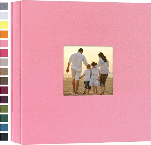 Vista 45 de potricher - Álbum de fotos pequeño para 100 fotos de 4 x 6 pulgadas, con portada de lino con foto, familiar, para bodas, aniversarios, bebés o Beige