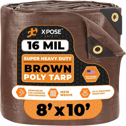 Vista 46 de Xpose Safety - Lona protectora de polietileno de 4 x 20 pies, 16 mil o 0.4mm de grosor, resistente y reforzada para evitar desgarros, resistente a