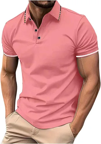 Vista 25 de Mens Shirts Casual Stylish Button Down Short Sleeve Polo Shirt Summer Vacation Shirts Loose Athletic Pullover Tee