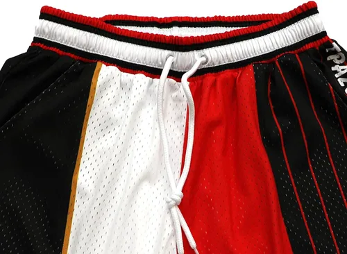 Vista 4 de Pantalones cortos deportivos de baloncesto para hombre, de malla, gimnasio, deportes, entrenamiento, entrenamiento, cordón, retro, con bolsillos