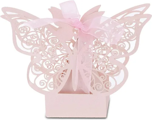 Vista 11 de Ejoyous Cajas de dulces de boda, 100 cajas de chocolate de azúcar para recuerdos de boda, caja delicada caja de regalo para bodas, cumpleaños Azul