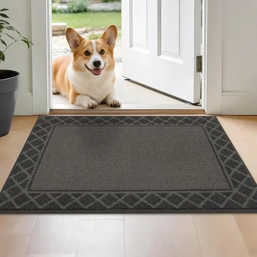 Vista 29 de BEQHAUSE Tapete para puerta atrapador de suciedad, antideslizante, absorbente, de bienvenida, de bajo perfil, lavable, para patas fangosas, entrada