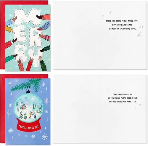 Vista 4 de Hallmark - Tarjetas navideñas en caja de colores (24 tarjetas y sobres) Esperanza, Unidad, Bondad