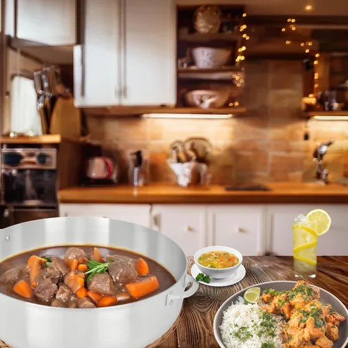 Vista 3 de Alpine Cuisine olla de caldero de aluminio antiadherente de 3.5 cuartos con tapa Utensilios de cocina duraderos y fáciles de limpiar