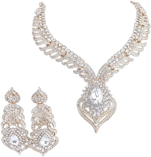 Vista 7 de Collar con colgante de corazón de diamantes de imitación de cristal de moda para mujer, accesorios de fiesta de boda nupcial