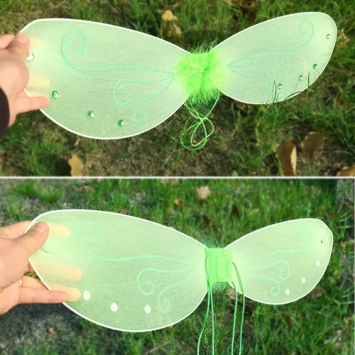 Vista 8 de FANWNKI Alas de hada para niñas, ángel, mariposa, libélula accesorios para disfraz de fiesta de cumpleaños