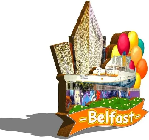 Vista 2 de Imán de Belfast del Reino Unido para nevera, monumentos de madera 3D, recuerdos coleccionables, decoración hecha a mano -235